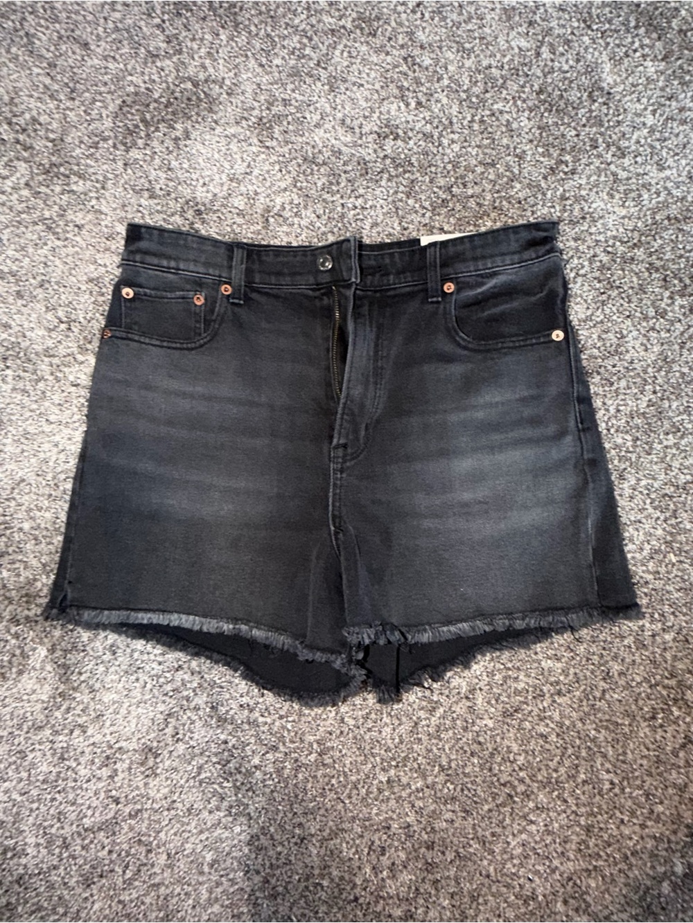 American Eagle Outfitters Black Frayed Hem Denim Shorts